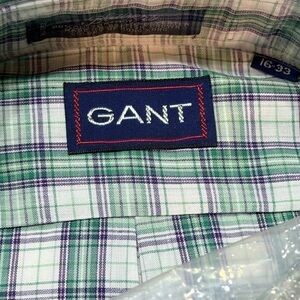 GANT Teal Plaid Blazers Oxford Button Down Shirt Size 16/33 NWT Vintage